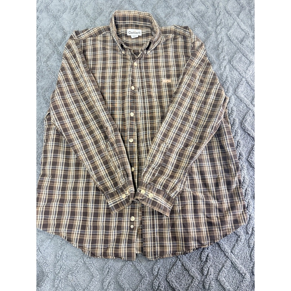 Carhartt Shirt Mens L Plaid Long Sleeve Button Down 100 Cotton